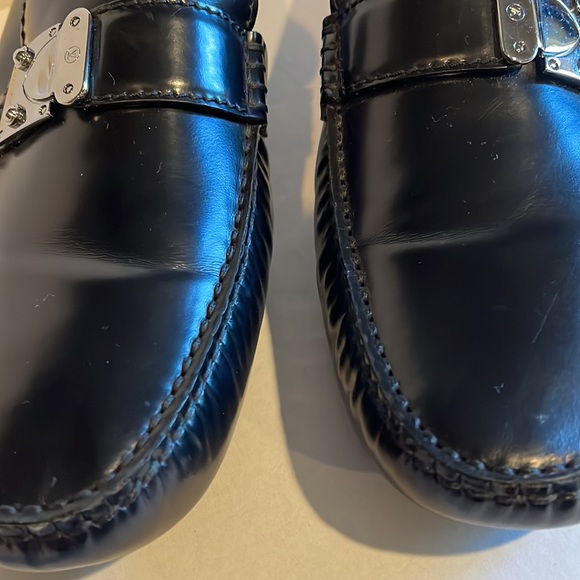 LOUIS VUITTON MENS EMBOSSED LOGO SLIP ON LOAFERS GENUINE LEATHER BLACK 10.5 Wide - Picture 10 of 10